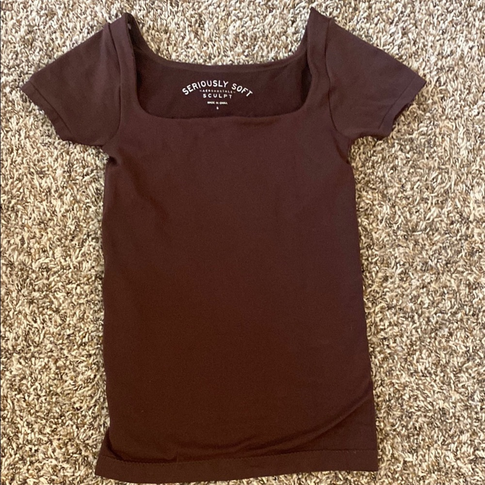 Aeropostale Brown Fitted Short Sleeve Tee